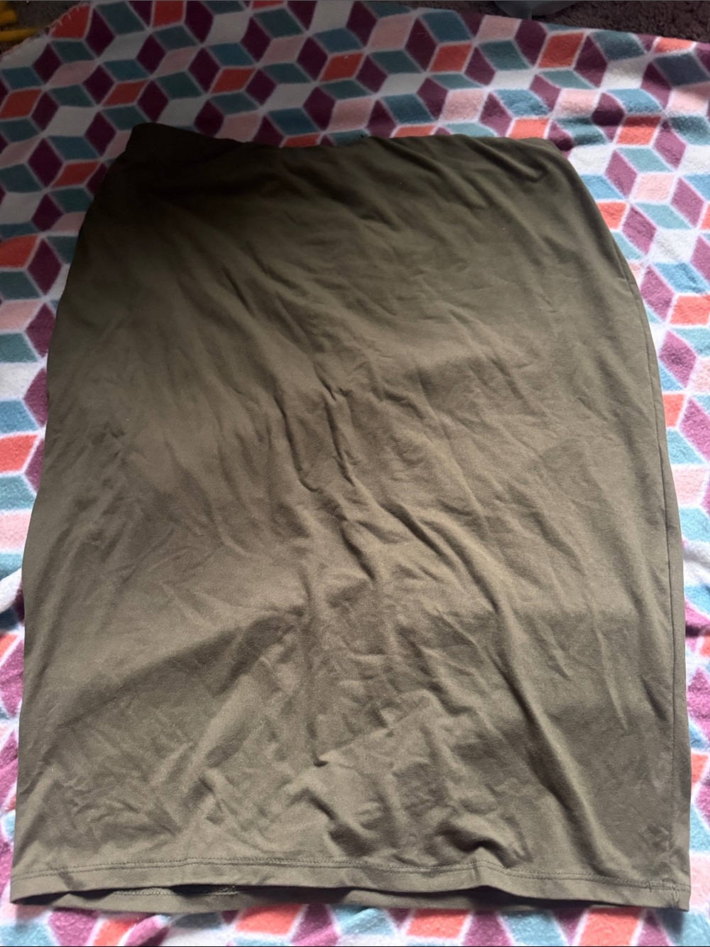 Classic Olive Bodycon Midi Skirt